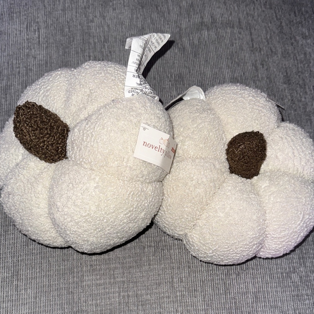 White and Brown pumpkin pillow decor BRAND- NEW